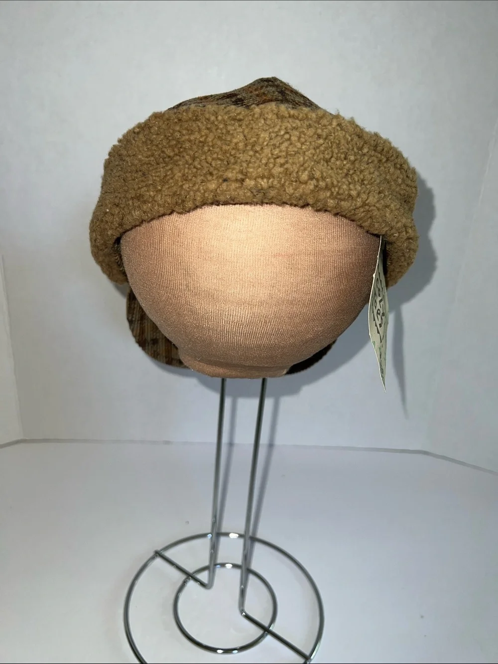 Cozy Toes Vintage Brown Plaid Corduroy Cap with Ear Flap - Winter Hat
